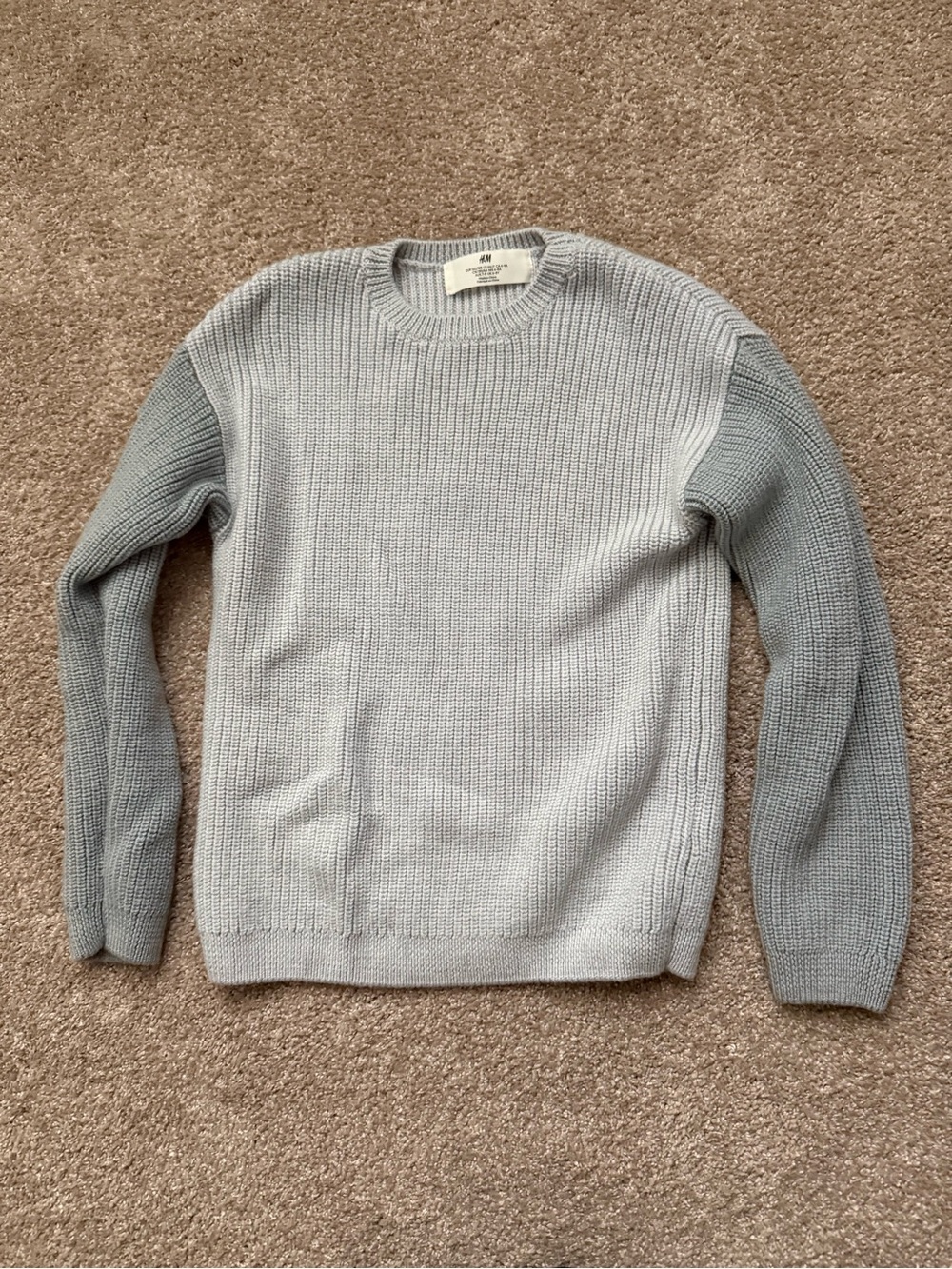 H&M Kid's Light Gray Crewneck Wool Knit Sweater Youth Size 6X/7